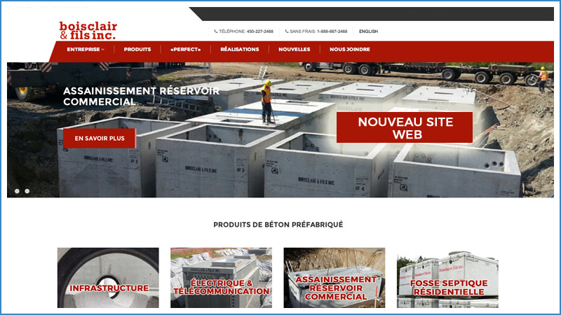 Site web 2016 de Bton prfabriqu Boisclair et fils